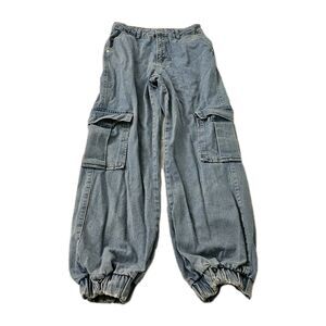 The Ragged Priest Jeans Womens 28 Blue Cargo‎ Joggers Utility High-Rise Y2K